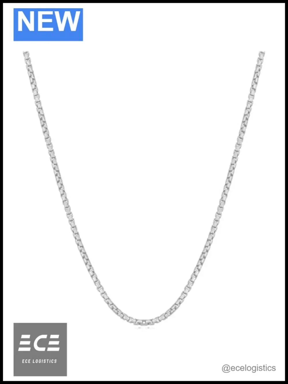 925 Sterling Silver 2.5MM Round Box Chain Necklace Lobster Clasp